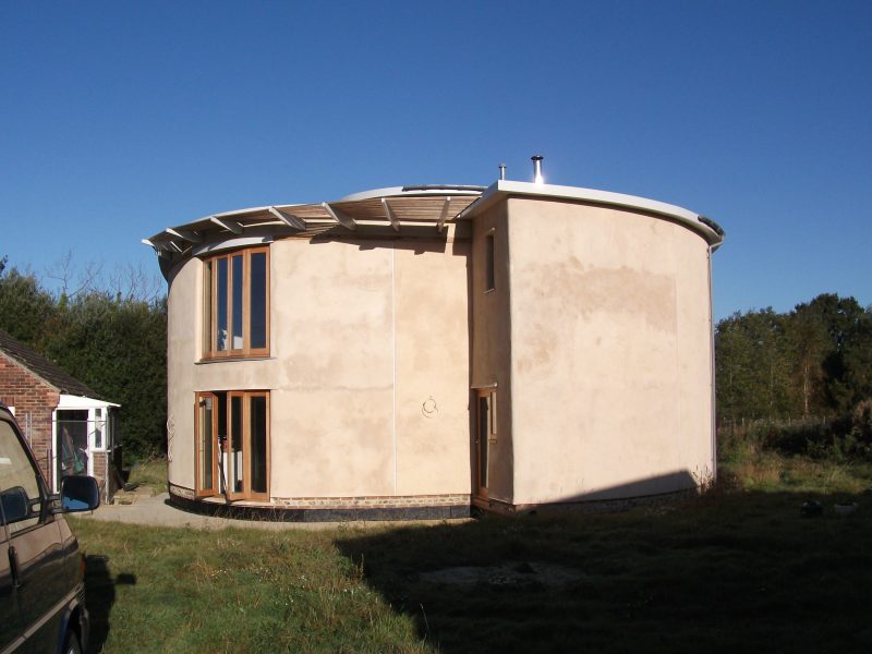 A round Eco frienly Straw house. The plasterboard ceilings have been Skimmed in this Eco friendly, Straw Bale house, which was featured on the Channel 4 series, Building the Dream.