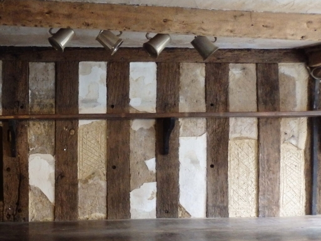 The Lime covered Daub panels, have had all the loose blown lime plaster removed.