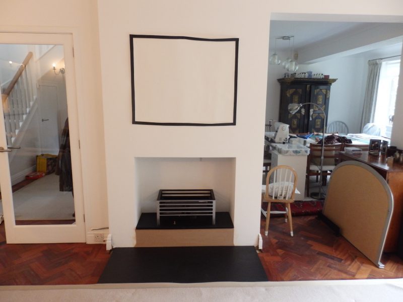 New Fire place. This is after the fire grate and slate have been installed, to create a new fire place at Loose, near Maidstone, Kent.