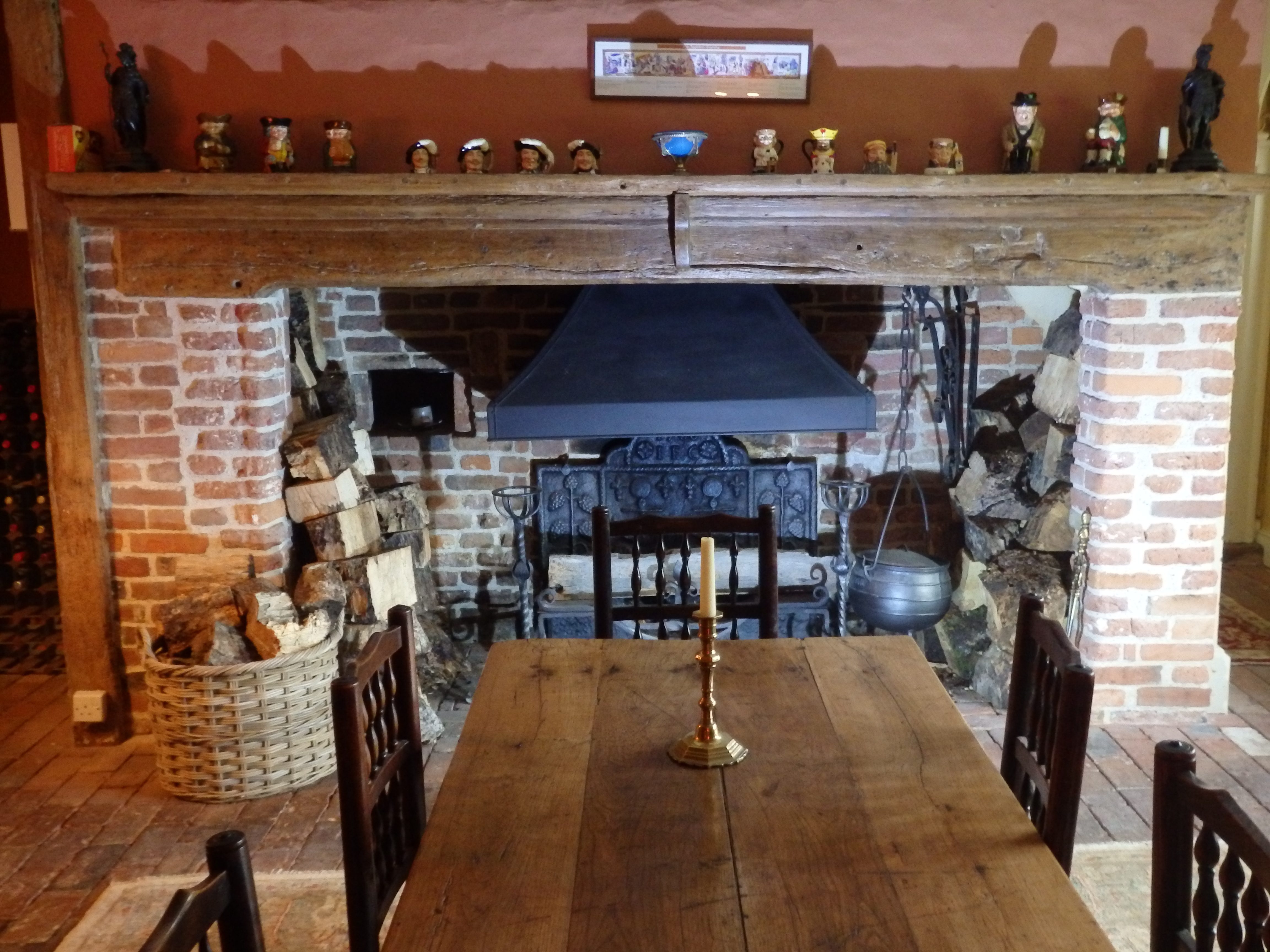 17th Century Brick Inglenook fireplace.